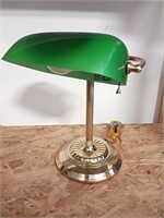 Vintage Brass Bankers Piano Desk Lamp Green Shade