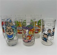 6 coll. glasses-Smurfs, Flintstones, etc.