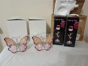 Butterfly Tea Light Candle Holders, Light Up Roses