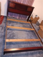 Mid-century full size bed headboard, footboard