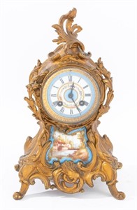 French Rococo Style Mantel Clock, 19th C.