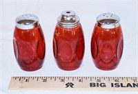 LOT - 3 RUBY FLASHED SHAKERS