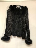 No Tag Black Fur Trimmed Jacket