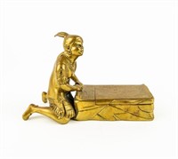 Brass Tribal Woman Match Safe / Matchstick Holder