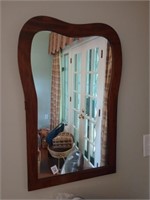Wooden mirror approx 19 inches wide and 28 3/4