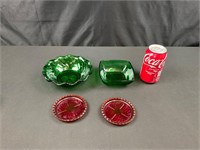 Assorted green and red glass