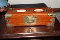 Wooden Chinese jewelry/trinket box 10"  X 4"