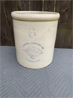 6 GALLON LOWELL CROCK TONICA WITH CRACK