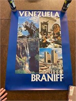 Braniff Airways VENEZUELA Travel Poster 1980's