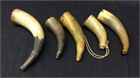 Collection of 5 Powder Horns
