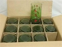 12 Vintage Anchor Hocking Holly Wreath Glasses