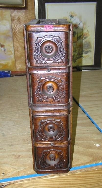 Group of antique oak sewing machine drawers