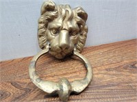 Brass Lions Head Door Knocker 4 1/2inWx8inH