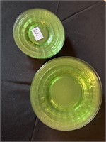 Green depression glassware - 11 plates & 8