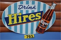 Embossed tin Hires Root Beer sign