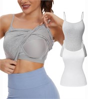 P267  VASLANDA 2-Pack Camisole, Cotton, Shelf Bra