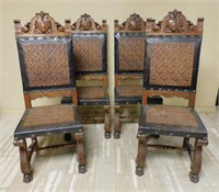 Spanish Renaissance Style Walnut Chairs.