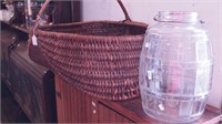 Large gathering basket, 29" long, and a pickle
