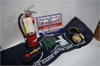 Fire Extinguisher, Metal Sign, Fender Pad &
