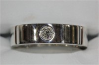 Sterling silver diamond set gents ring