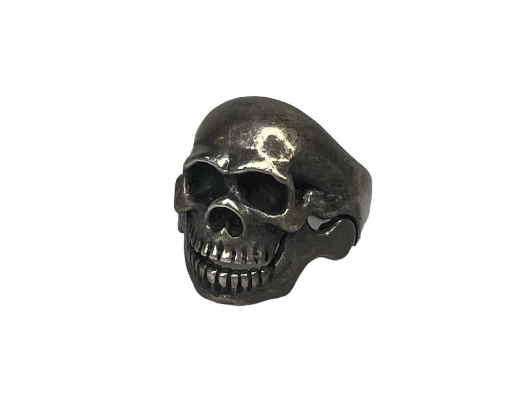 A Sterling Skull Ring Sz 10 TW 12Gr