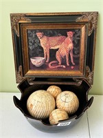 LEOPORD PRINT ON BOARD, BOWL WITH DECOR