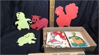 Plastic animal cut outs, sewing templates