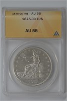 1875-CC Trade Silver $ ANACS AU55