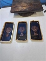 Set of 3 false craft brown drip wear bread trays