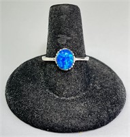 Sterling Blue Fire Opal Ring 2 G Size 8.5 (Beauty)
