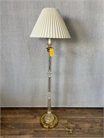 Crystal & Brass Floor Lamp w/Shade