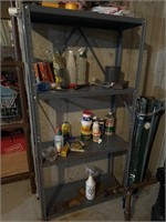 Industrial shelving unit with contents