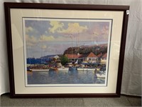 43X36, PORT SCENE PRINT, FRAMED AND MATTED PRINT,