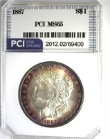 1887 Morgan PCI MS65 Purple Rim