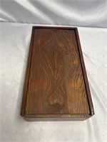 VINTAGE HAND CARVED WOODEN BOD WITH SLIDING TOP