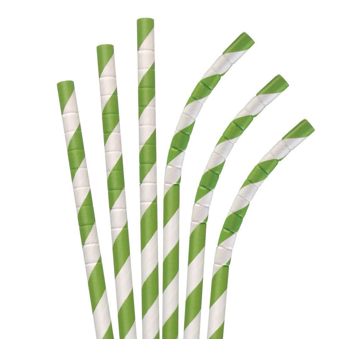 Aardvark 7.75 Green Stripe Eco Paper Straws
