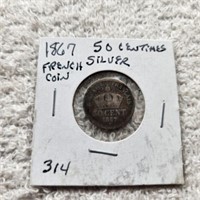 1867 Silver French 50 Centimes