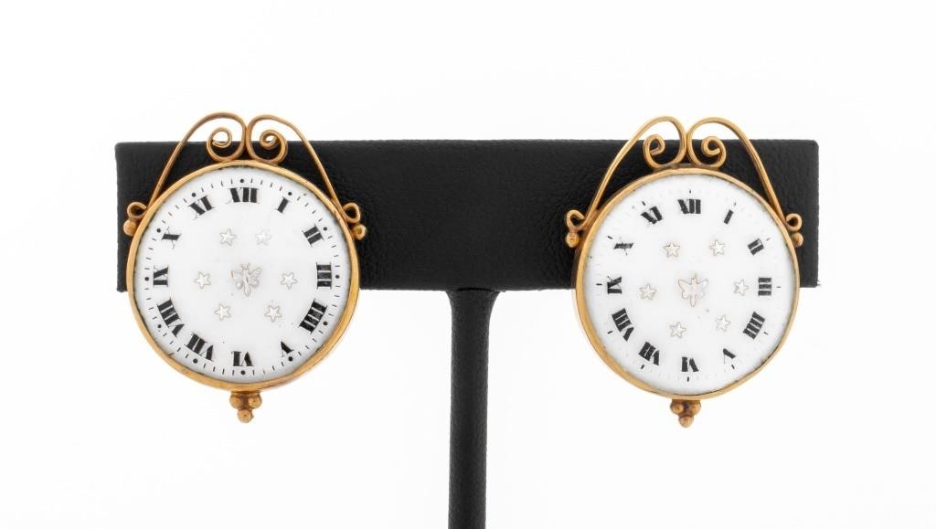 14K Yellow Gold Watch Dial Earclips