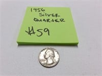 1956 .900 silver Washington quarter coin