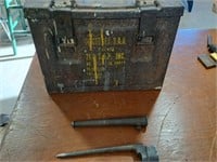 Ammo box and vintage bayonnet