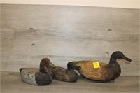 3pc Antique Carved Duck Decoys;