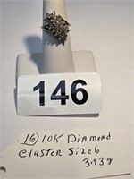 10k Gold Diamond Cluster Ring sz. 6 - 3.93 grams