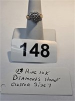 10K Gold Diamond Heart Ring sz. 7 - 2.76 grams