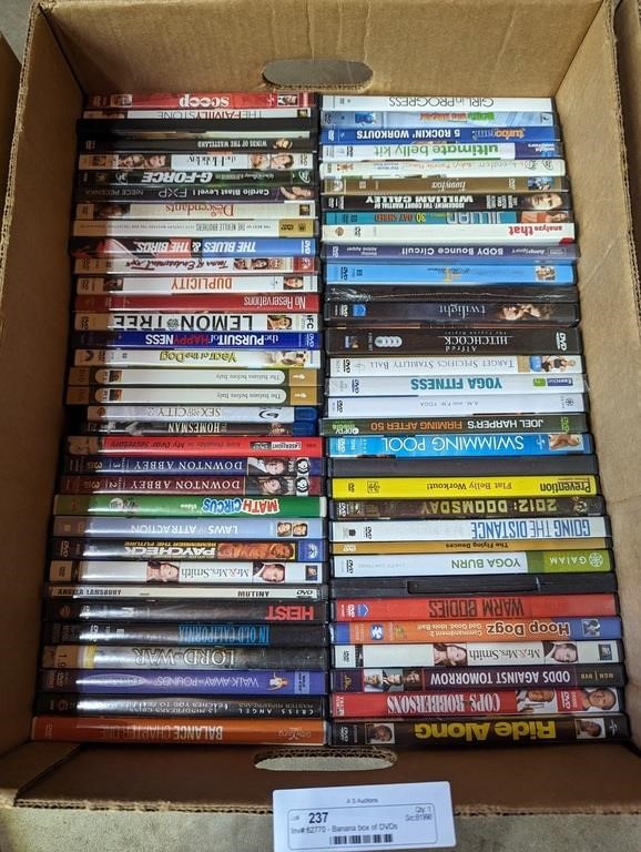 Banana box of DVDs