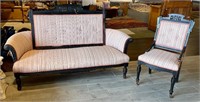 ANTIQUE SETTEE & CHAIR*