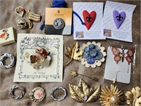 Brooches, Flag, Leaves, Butterfly