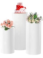 3pcs white metal cylinder stands for parties