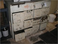 WHITE METAL CABINET & CONTENTS