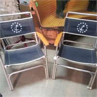 (2) CANVAS & METAL BOAT DECK CHAIRS. VERY NICE.