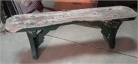 WOODEN CHIPPY PAINTED BENCH. 48"L X 16"H X 9"D.